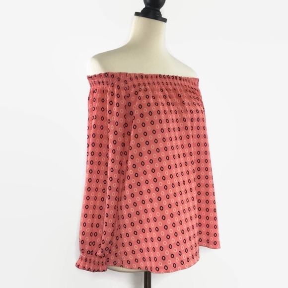 Banana Republic coral off the shoulder blouse, large petite - Picture 6 of 10